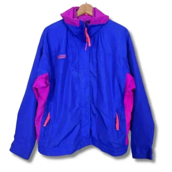 Columbia Vintage Bugaboo Ski Jacket Retro Neon Radial Sleeve Women's Large - Picture 1 of 7